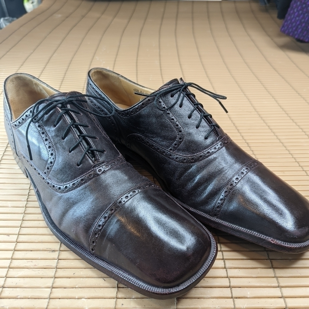 Bally "Bigote" Men's sz 13.5D brown soft calf leather cap toe Oxford. Square Toe